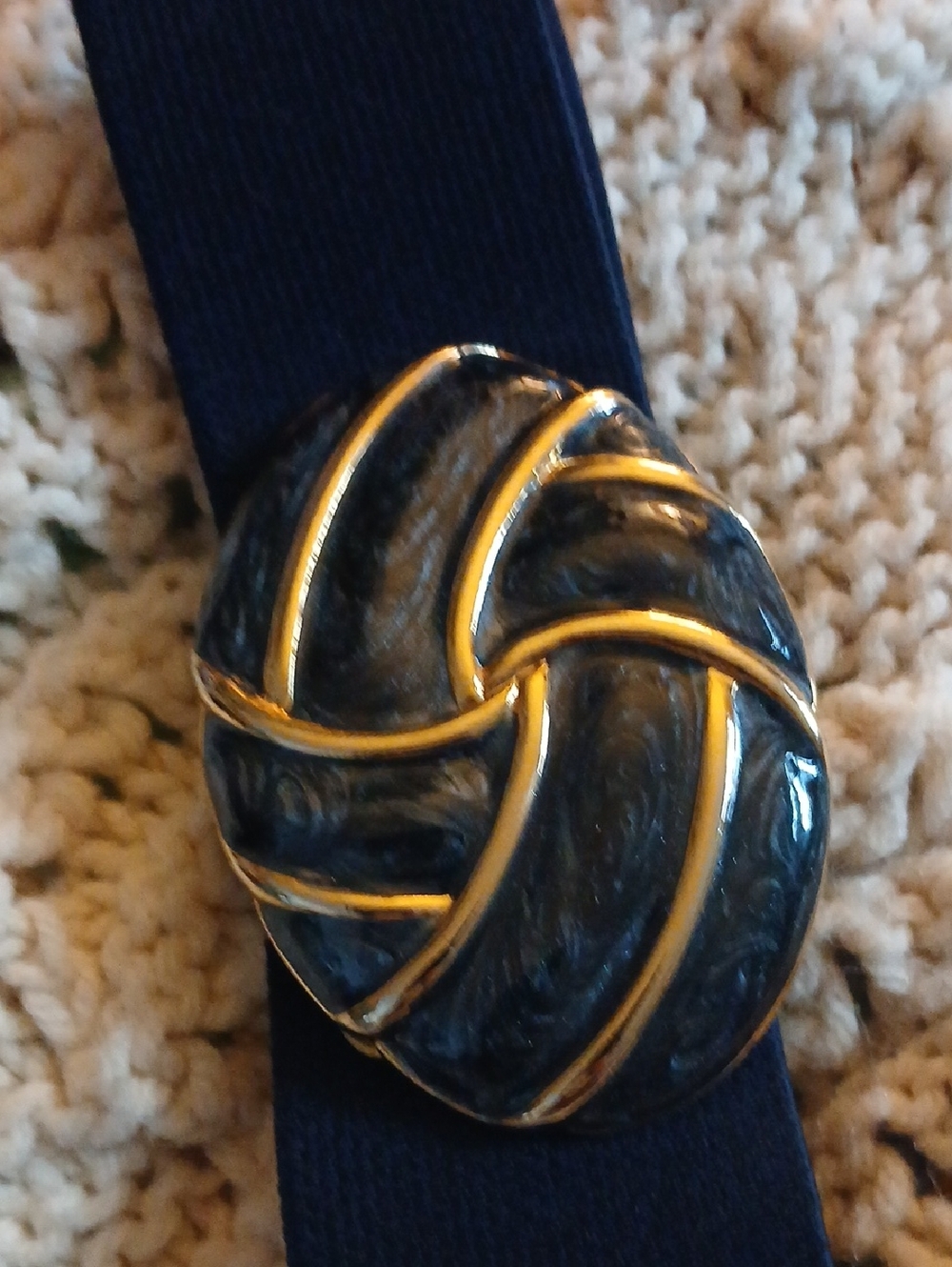 VINTAGE 80s Day-Lor Gold & Blue Enameled Buckle Elastic  One Size